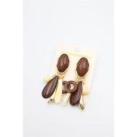 Taşlı Sallantılı Küpe - Kahverengi