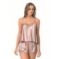Vizon Saten Babydoll Şort Takımı