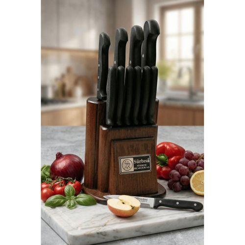 Sürmene Mutfak Bıçak Seti Doğal Ahşap 11 Parça Standlı Çeyiz Günlük Keskin Bıçak Seti Sürbisa 61500