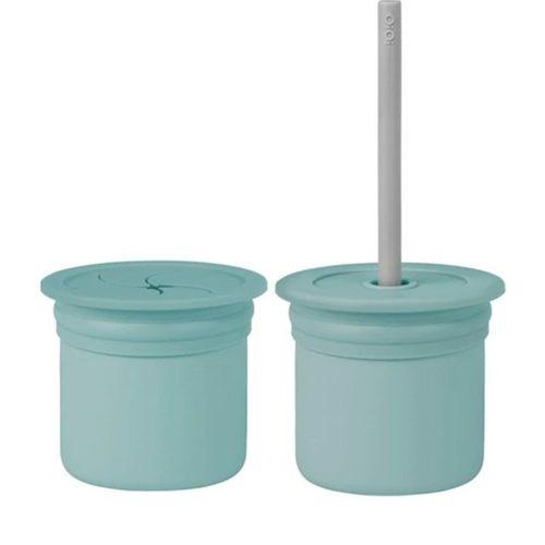 Eğitici Oyuncak    Pipetli Silikon Bardak Seti Aqua Green / Powder Grey