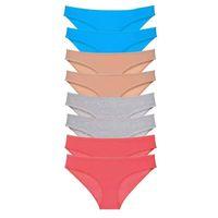 8 Adet Süper Eko Set Likralı Kadın Slip Külot Ten Gri Fuşya Mavi