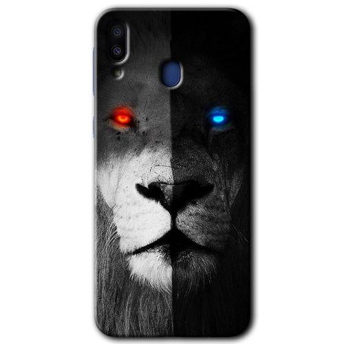 Samsung Galaxy M10 HD Baskılı Kılıf + 9D Tam Ekran Koruyucu - Fire and Ice Lion