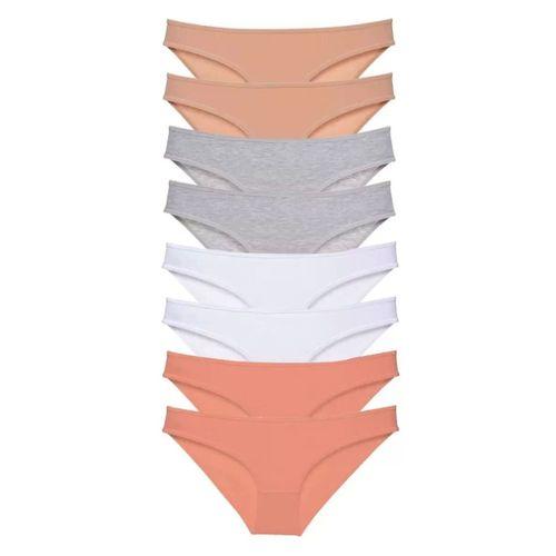 8 Adet Süper Eko Set Likralı Kadın Slip Külot Ten Gri Beyaz Pudra