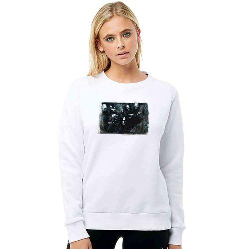 Dimmu Borgır Muzik Grup Baskılı Beyaz Kadın Sweatshirt
