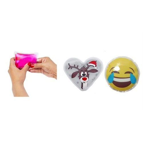 Gülen Emoji Beyaz Geyik Cep Sobası,El Isıtıcı,2 Adet Sıcak Su Torbası Pvc 9Cm