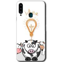 MRCİLETİSİM Samsung Galaxy A20s Kılıf Baskılı Kapak - İdea Lamp +Tam Kaplayan Mat Seramik