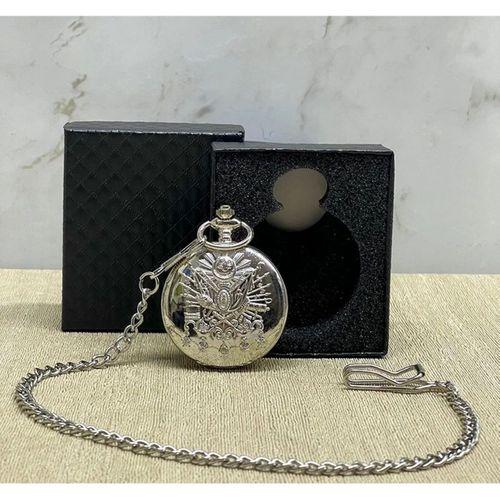 Özel Kutulu Osmanlı Devlet Arması Gümüş Köstekli Saat Alk4665