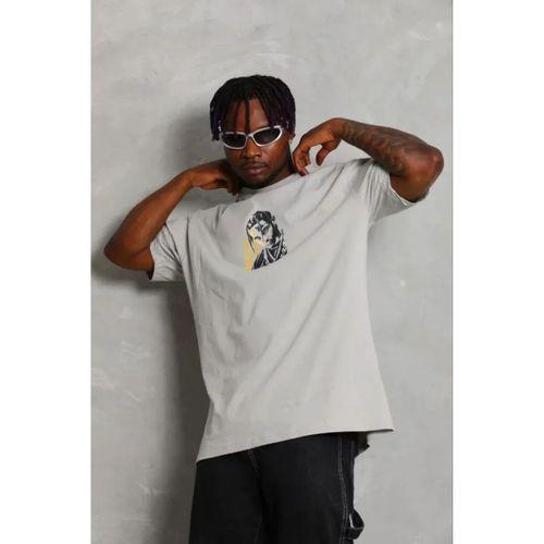 Erkek Baskılı T-Shirt Kısa Kol Bisiklet Yaka Regular Fit Rahat Kalıp Günlük Tişört - Gri