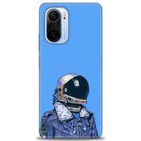 Xiaomi Redmi K40 Kılıf HD Baskılı Kılıf - Mavi Astronot + Tam Ekran Koruyucu