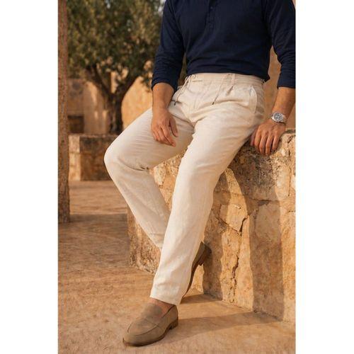 Forner Regular Fit Beli Lastikli Kemer Detaylı Erkek Kumaş Pantolon - Ekru