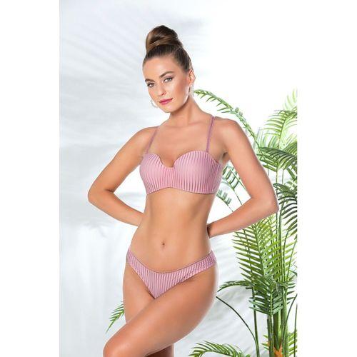 Straplez Lotus Sütyen Ve Slip Külot Takım Pembe