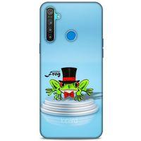 Oppo Realme 5i Kılıf FunnyMaX (7) Telefon Kılıfı Açık Mavi Kurbağa