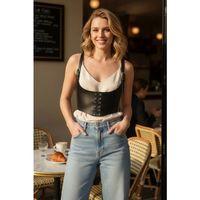 Siyah Kadın Kemer Bağcıklı Korse Tipi Geniş Bel Aksesuarı - Brf1428