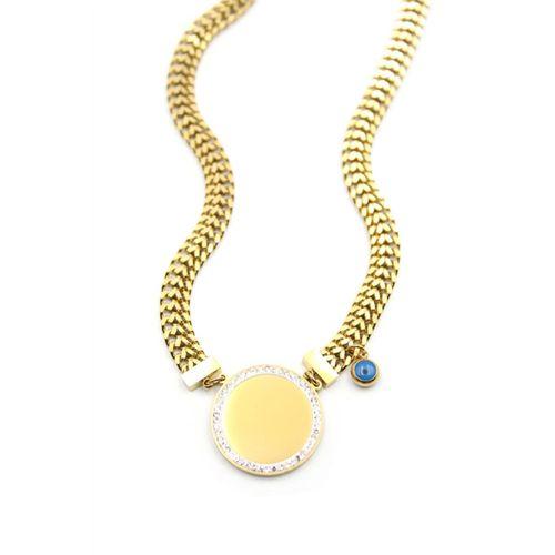 Taşlı Plaka Kolye - Altın