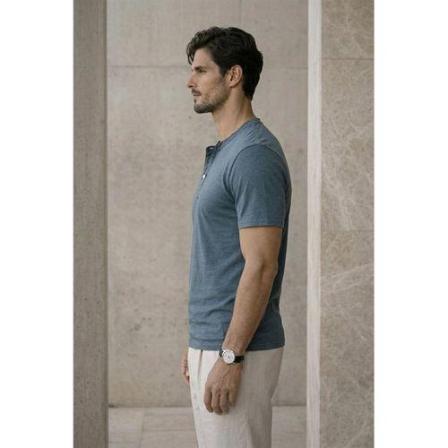 Edgar Regular Fit 3 Düğmeli Pat Flamlı Suprem Kumaş Pis Yaka Erkek T-Shirt - Çam Yeşili