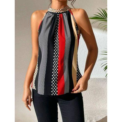 Kadın Yarım Balıkçı Yaka Kolsuz Mikro Bluz