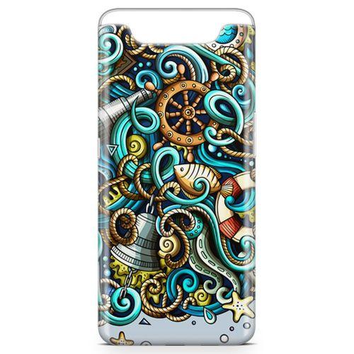 Samsung Galaxy A80 Kılıf Deniz Malzemeleri Doodle Arka Kapak Koruma Desenli Full Koruyucu