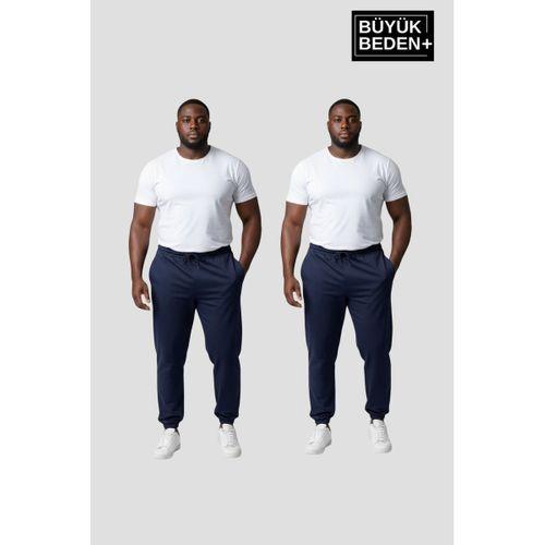 Erkek Büyük Beden İkili Jogger Paça Lastikli İnce Eşofman Altı Seti SPR26BEA951+2