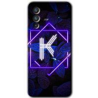 Potkal Hediye Fabrikası Vivo V23 5G Kılıf HD Desen Baskılı Arka Kapak - Dark Neon Yaprak K Harfi