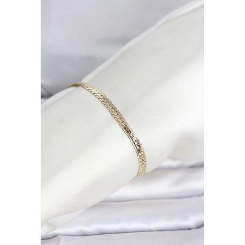 CM 14K Gold Renk Lazerli Yassı Zincir Model Kadın Bileklik