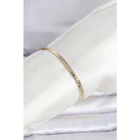 CM 14K Gold Renk Lazerli Yassı Zincir Model Kadın Bileklik