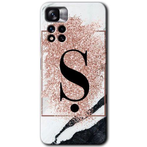 Potkal Hediye Fabrikası Xiaomi Redmi Note 11 Pro Plus 5G Kılıf HD Desen Baskılı Arka Kapak - Pembe Mermer Desenli Ş Harfi