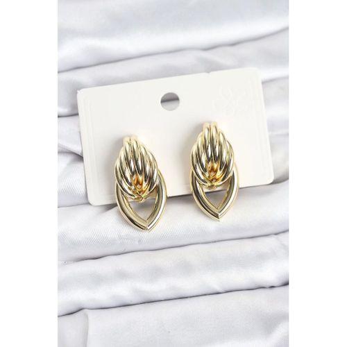 Pirinç Gold Renk Sarmal Damla Model Vintage Kadın Küpe