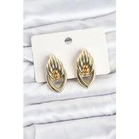 Pirinç Gold Renk Sarmal Damla Model Vintage Kadın Küpe