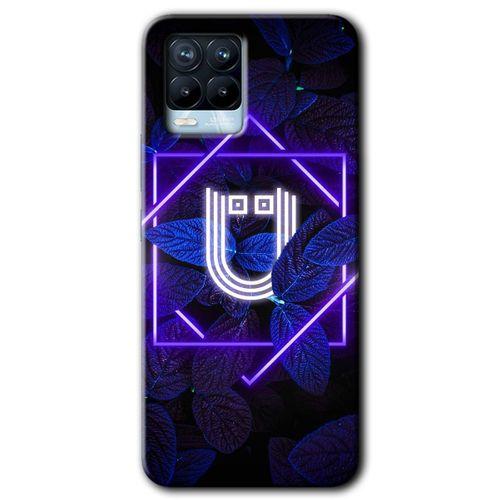 BeRa Aksesuar Realme 8 Pro Kılıf Baskılı Kapak - Dark Neon Yaprak Ü Harfi +Tam Kaplayan Mat Seramik