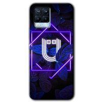 BeRa Aksesuar Realme 8 Pro Kılıf Baskılı Kapak - Dark Neon Yaprak Ü Harfi +Tam Kaplayan Mat Seramik