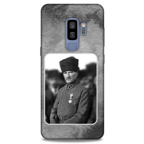 Samsung Galaxy S9 Plus Kılıf Atatürk (38) Neo Hybrid Kılıf Antrasit Taş