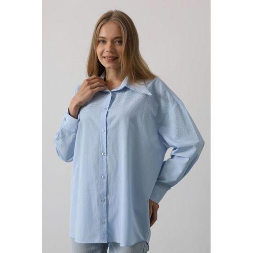 Taşlı Sivri Yaka Gömlek - Bebe Mavisi