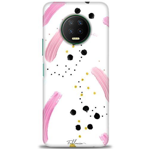 Infinix Note 7 Kılıf HD Baskılı Kılıf - Pembe ve Benekler + Tam Ekran Koruyucu