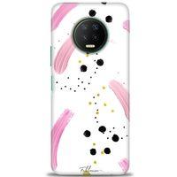 Infinix Note 7 Kılıf HD Baskılı Kılıf - Pembe ve Benekler + Tam Ekran Koruyucu