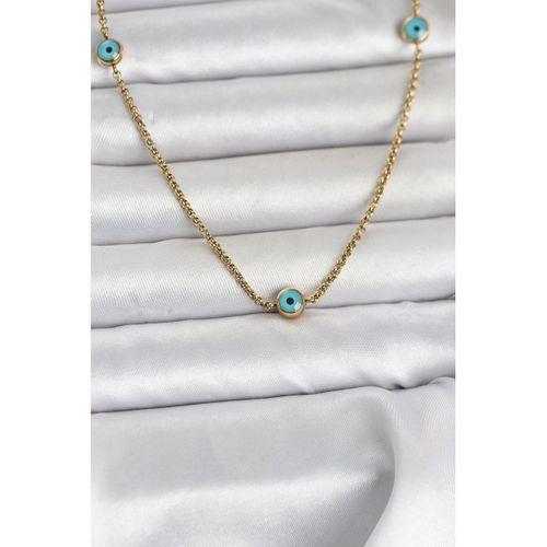 316L Çelik Gold Renk Nazarlı Model Kadın Kolye