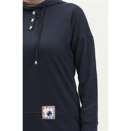 Kapşonlu Çıtçıtlı Sade Basic İkili Eşofman Spor Takımı - 03036.015 - Lacivert