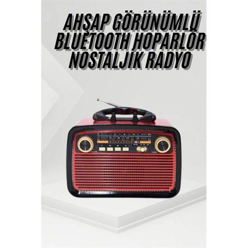 Nostalji Radyo Bluetooth Hoparlör Usb-sd Kart Giriş Led Fener Işıklı Bataryalı Pilli