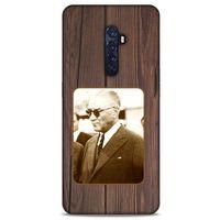 Oppo Reno 2 Kılıf Atatürk (28) Arka Kapak Kahve Tahta