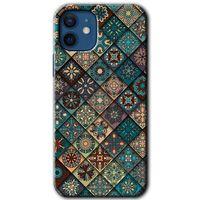 iPhone 12 Kılıf Baskılı Kapak - Mandala Desen + 5D Tam Kaplayan Cam