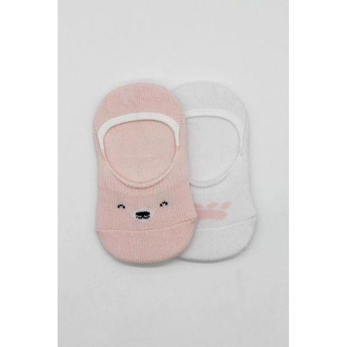 Bistyle 2'li Babet Cute Face Penye Çorap 30103 Pembe-beyaz