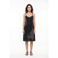 Askılı Yazgı Şile Bezi Yazlık Kısa Nakışlı Elbise Siyah Syh