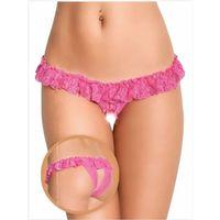 Fantezi Üstü Fırfırlı Ağı Açık Pembe Dantel Tanga - String