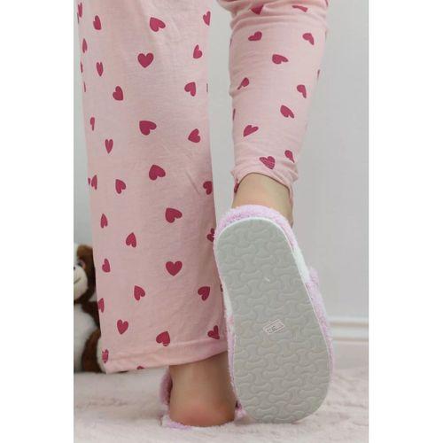 pilelistore Desenli Peluş Terlik Lila