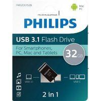 Philips FM32DC152B/00 32Gb 2 IN 1 TYPE-C/USB 3.1 Siyah Gri USB Bellek