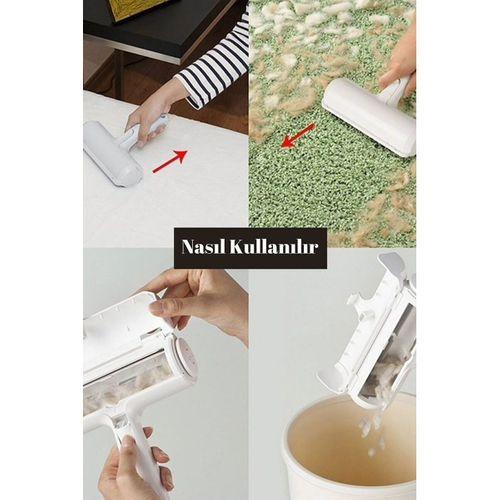 Kedi Köpek Hazneli Tüy Toplayıcı Kıl Toz Temizleyici