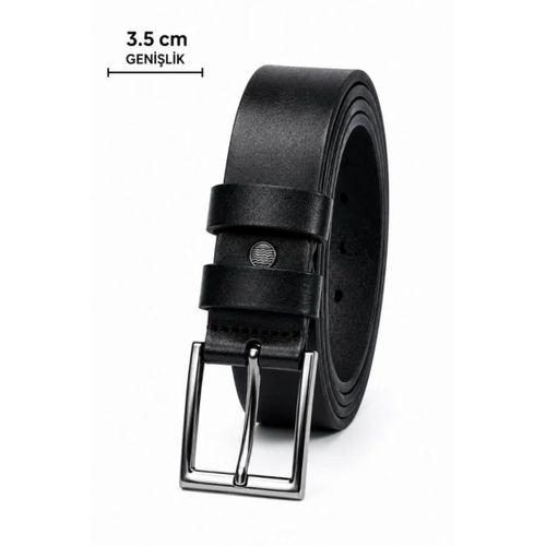 Erkek Hakiki Deri 3.5 Cm Klasik Kemer Metal Tokalı Günlük Ve Klasik Kullanım