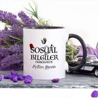 Kişiye Özel Lacivert Renkli Sosyal Bilgiler Öğretmeni Kupa Bardak