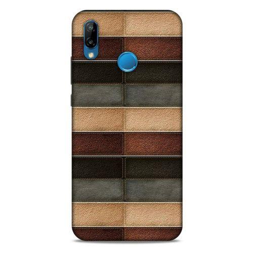 Huawei P20 Lite Kılıf Patchwork (20) Koruyucu Kılıf Bej Siyah