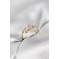 Gold Renk Zirkon Taşlı Minimal Kalp Model Kadın Yüzük