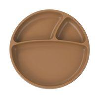 OiOi OiOi Porsiyon Vakum Tabanlı Silikon Tabak Woody Brown